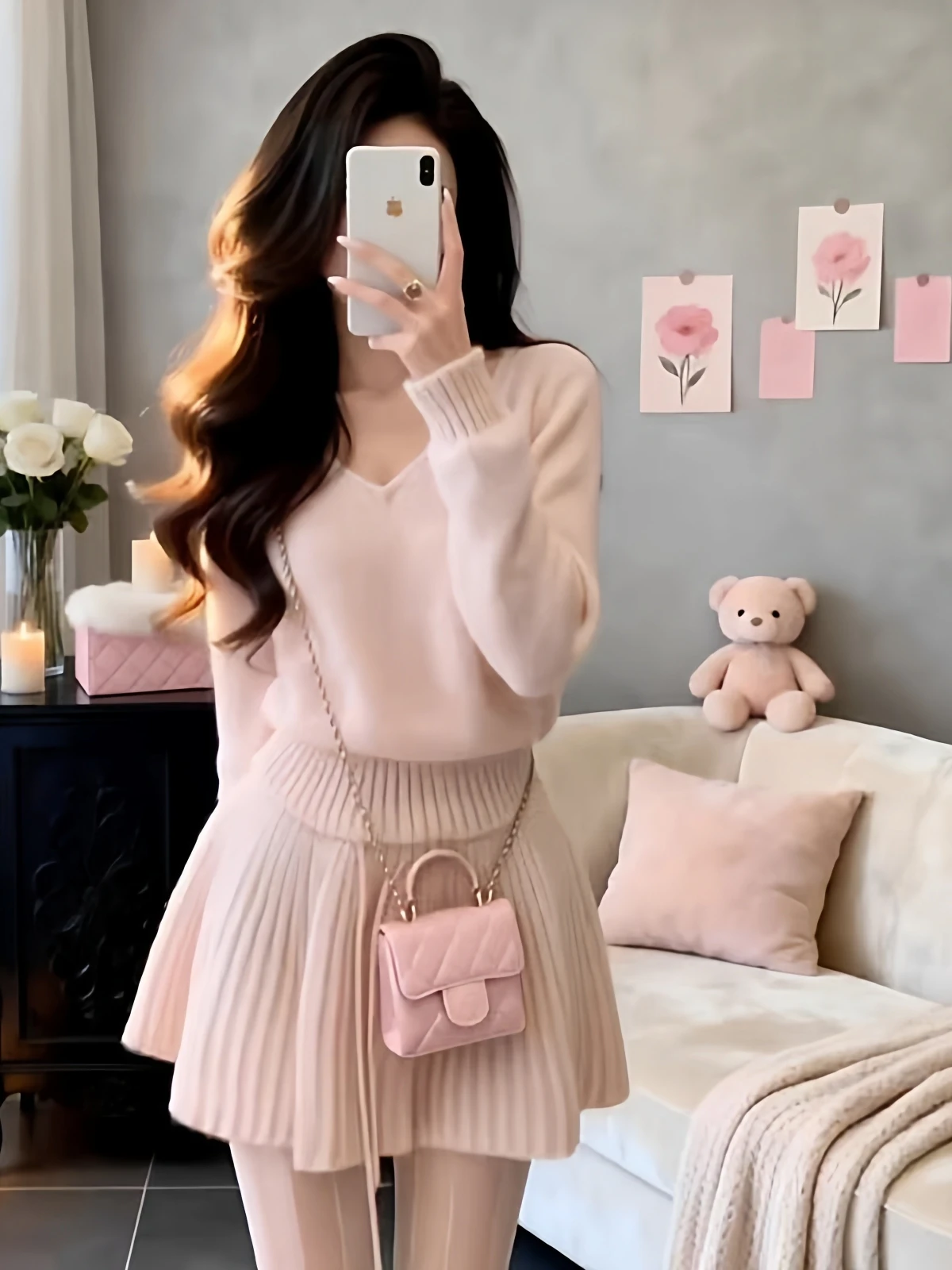 Корейский сладкий мягкий розовый вязаный свитер и юбка с v-образным вырезом, комплект из двух предметов для женщин, осень-зима, уникальный и красивый
Корейский сладкий мягкий розовый вязаный свитер и юбка с v-образным вырезом, комплект из двух предметов для женщин, осень-зима, уникальный и красивый