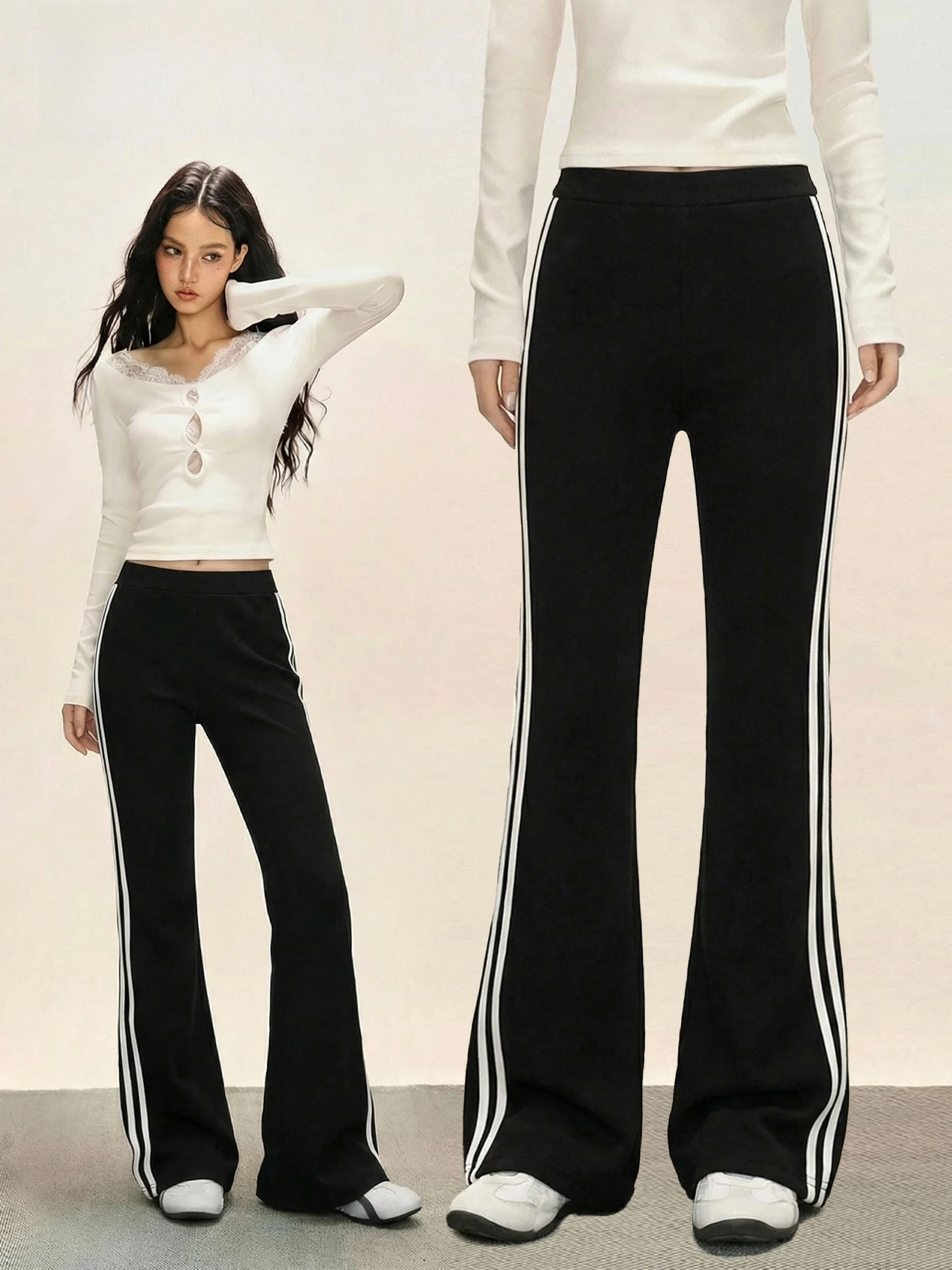 Black Flared Pants Women's Stylish Slim Fit Hoof Pants Sports Style Casual Long Trousers November American Style
Black Flared Pants Women's Stylish Slim Fit Hoof Pants Sports Style Casual Long Trousers November American Style