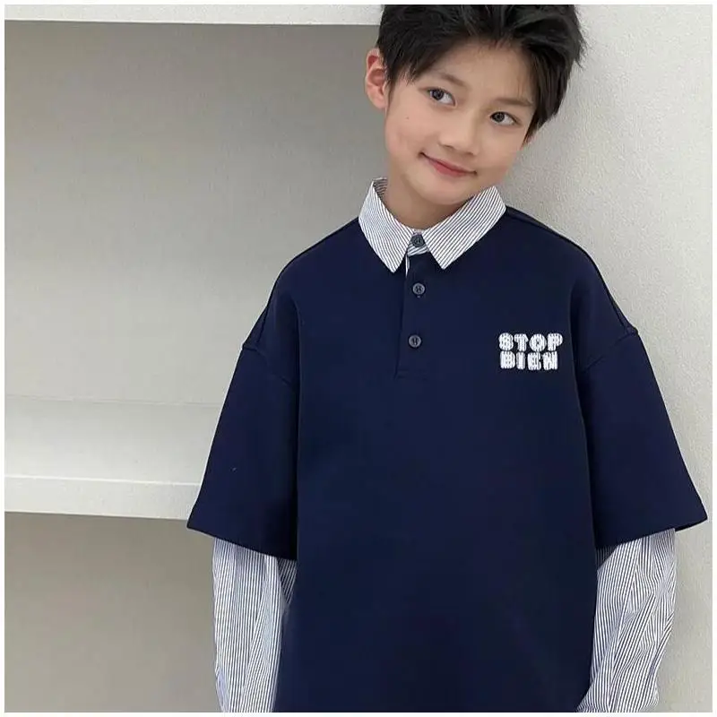 Children's Clothing Boys Girls Tops False Two Piece Polo Sweatshirt Cotton Polyester Blend Big Boys Seasonal Wear New 2025
Children's Clothing Boys Girls Tops False Two Piece Polo Sweatshirt Cotton Polyester Blend Big Boys Seasonal Wear New 2025