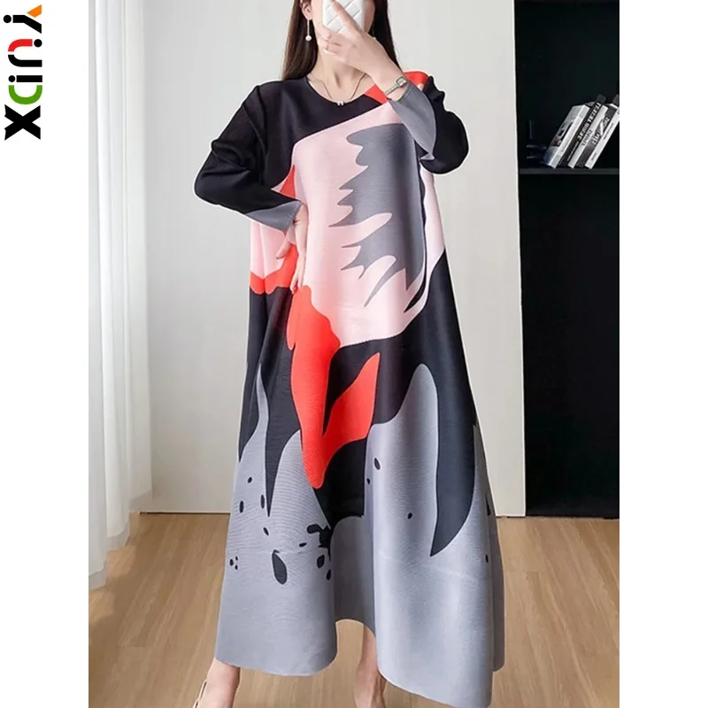 YUDX Miyake Women Print Pleated A Line O-Neck Dress Long Versatile Loose Casual Spring Summer 2024 New Full Sleeve Fashion Chic
YUDX Miyake Women Print Pleated A Line O-Neck Dress Long Versatile Loose Casual Spring Summer 2024 New Full Sleeve Fashion Chic