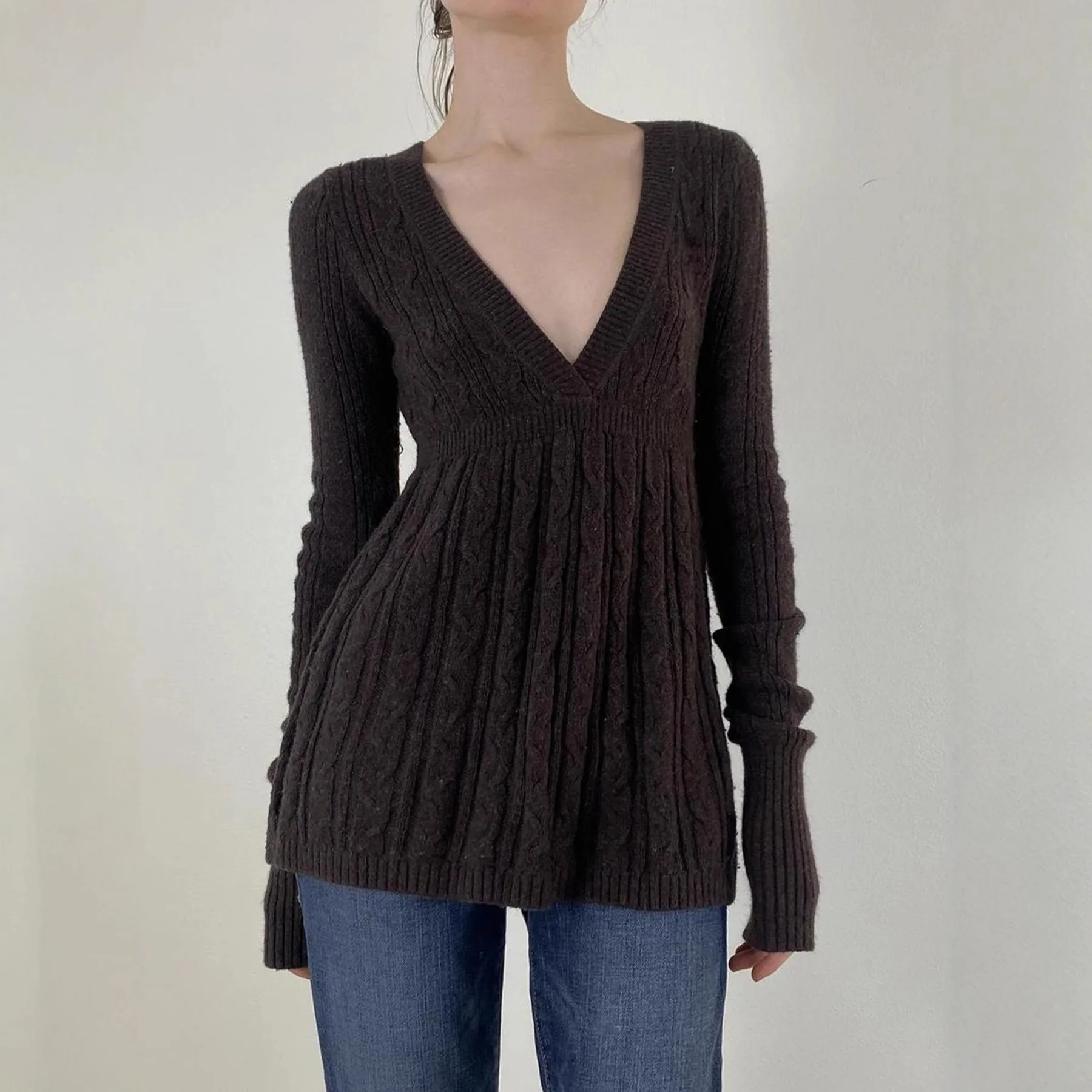 Women's Clothing Sweater V Neck Long Sleeve Slim Fit Knit Top Brown Ribbed Cuff Flared Hem Pullover Burgundy Gray Casual Sweater
Women's Clothing Sweater V Neck Long Sleeve Slim Fit Knit Top Brown Ribbed Cuff Flared Hem Pullover Burgundy Gray Casual Sweater