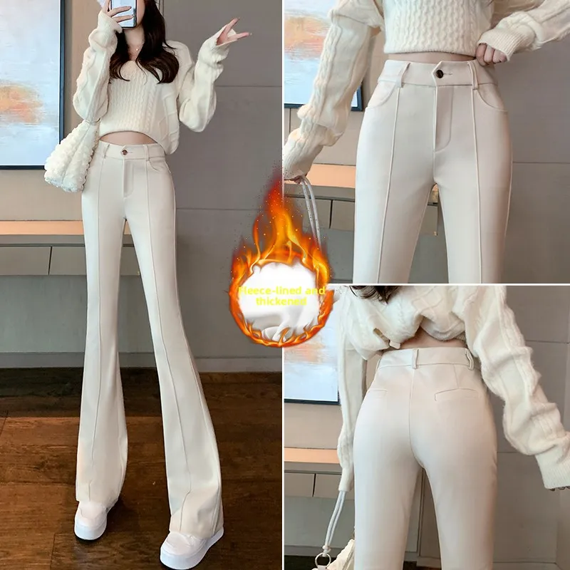 High Waist Thickened Fleece Lined Woolen Casual Pants Asymmetrical Design Commute Style Women's Autumn Winter Fashion Trousers
High Waist Thickened Fleece Lined Woolen Casual Pants Asymmetrical Design Commute Style Women's Autumn Winter Fashion Trousers