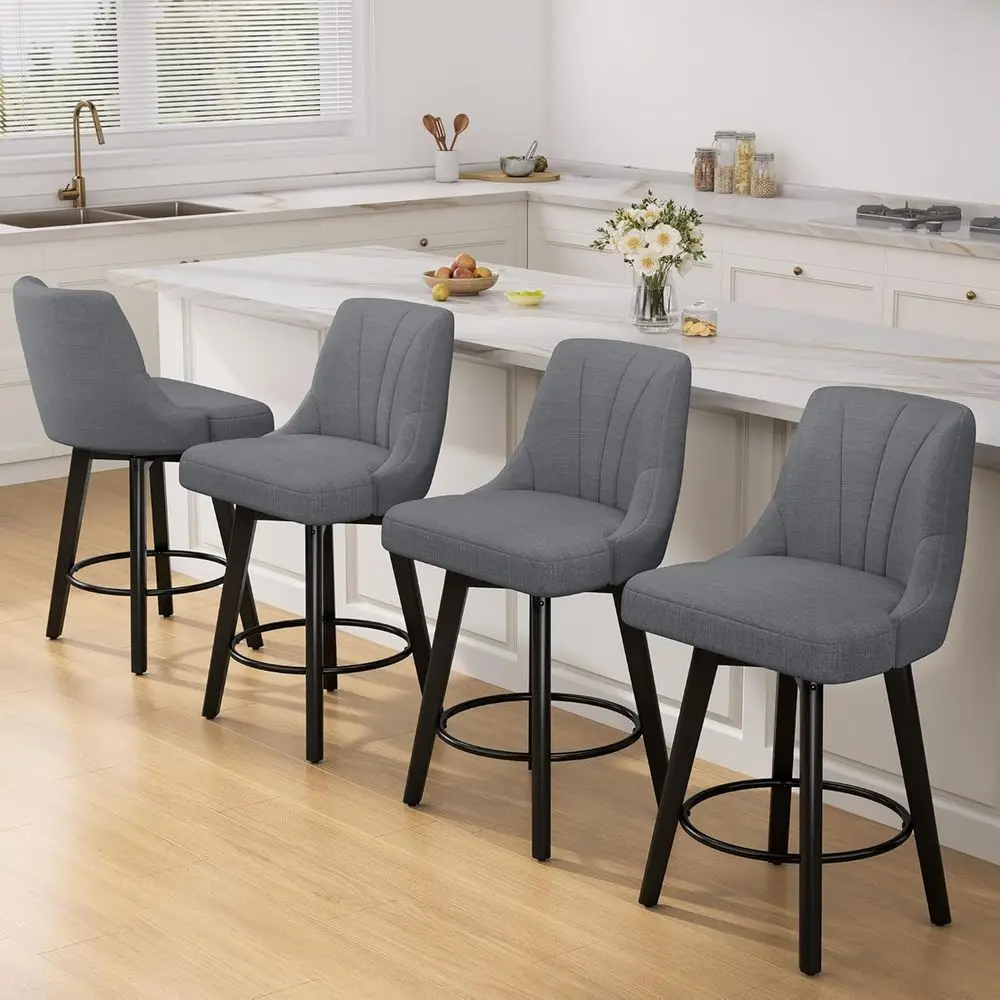 24 Swivel Upholstered Bar Stools Set of 4, Counter Height Chairs with Backrest and Solid Wood Legs for Kitchen Island Dining (K
24 Swivel Upholstered Bar Stools Set of 4, Counter Height Chairs with Backrest and Solid Wood Legs for Kitchen Island Dining (K