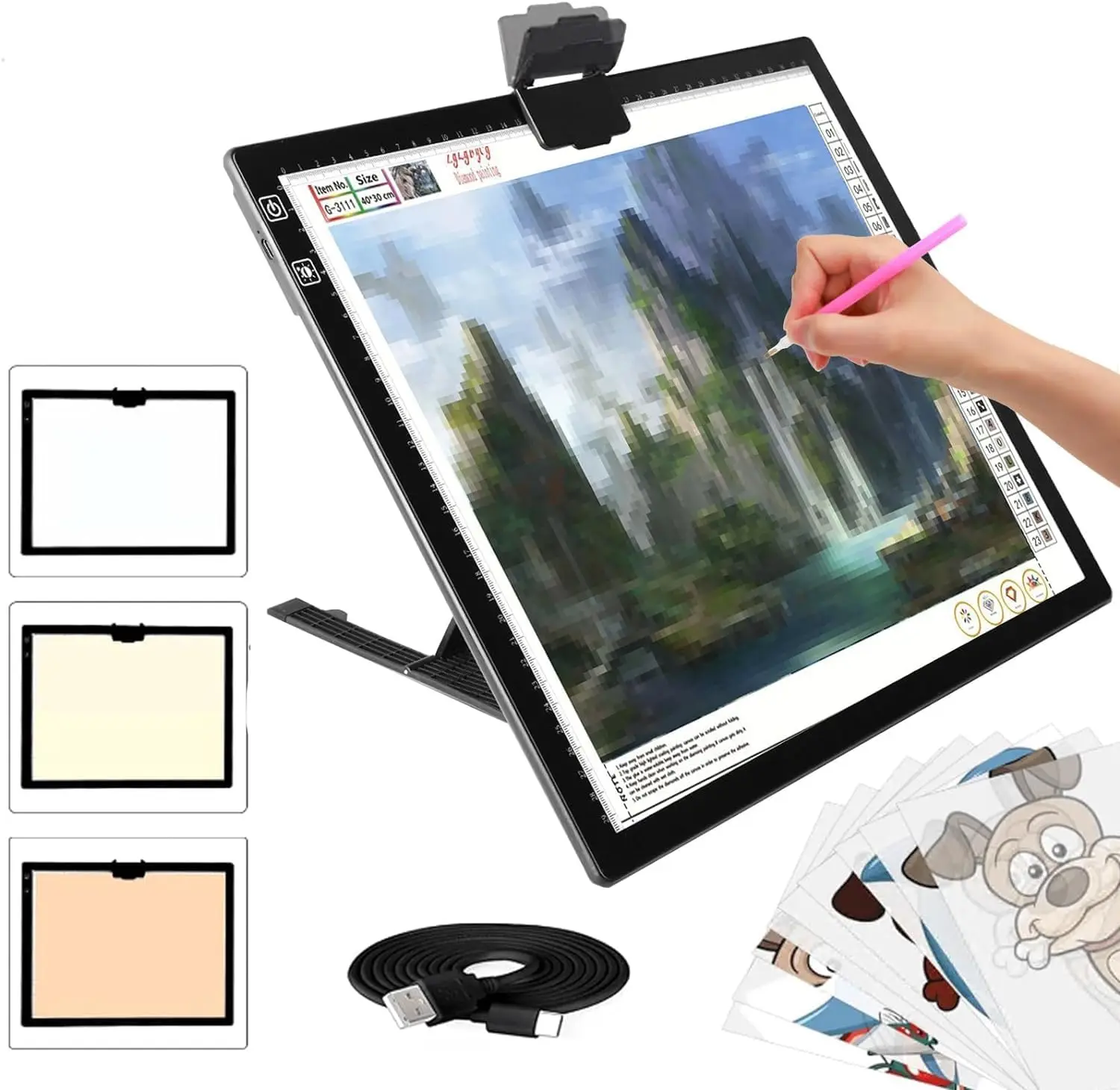A3 LED Light Pad with Rechargeable Battery, 3 Color Tones, 6 Brightness Levels, Built-in Foldable Stand for Tracing Drawing and
A3 LED Light Pad with Rechargeable Battery, 3 Color Tones, 6 Brightness Levels, Built-in Foldable Stand for Tracing Drawing and