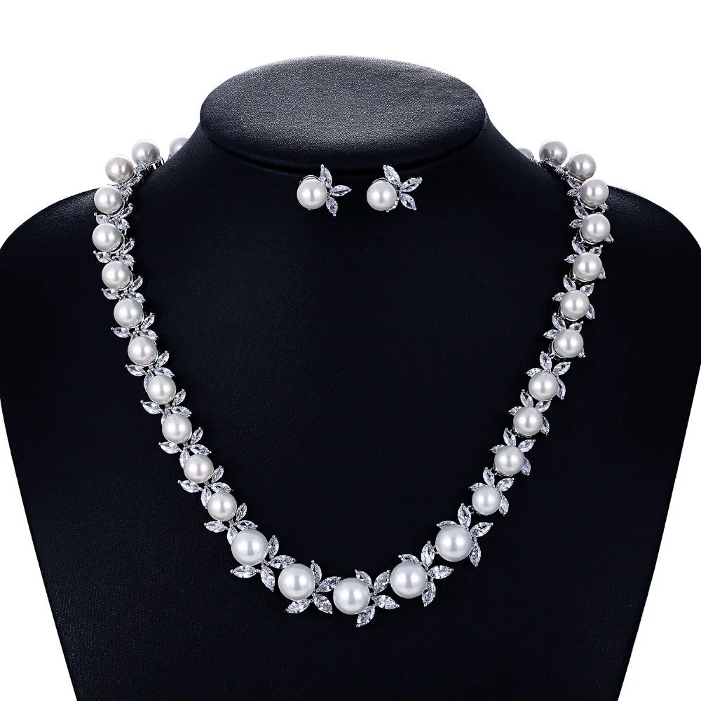 Cubic Zirconia Wedding Pearl Necklace Earring Set for Bridal,Crystals Jewelry Sets for Women Accessories
Cubic Zirconia Wedding Pearl Necklace Earring Set for Bridal,Crystals Jewelry Sets for Women Accessories