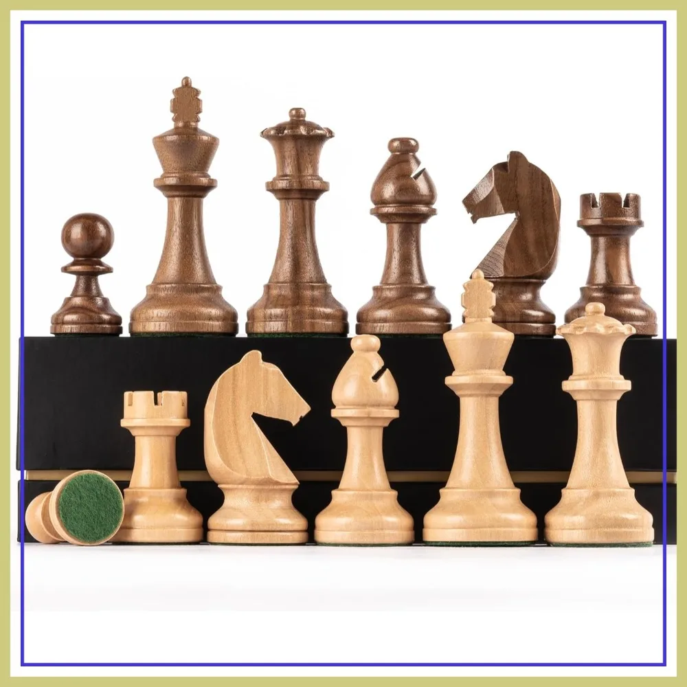 Premium Triple Weighted Staunton Wooden Chess Pieces, King Height 3.75", 2 Extra Queens, 2 Storage Bags
Premium Triple Weighted Staunton Wooden Chess Pieces, King Height 3.75", 2 Extra Queens, 2 Storage Bags
