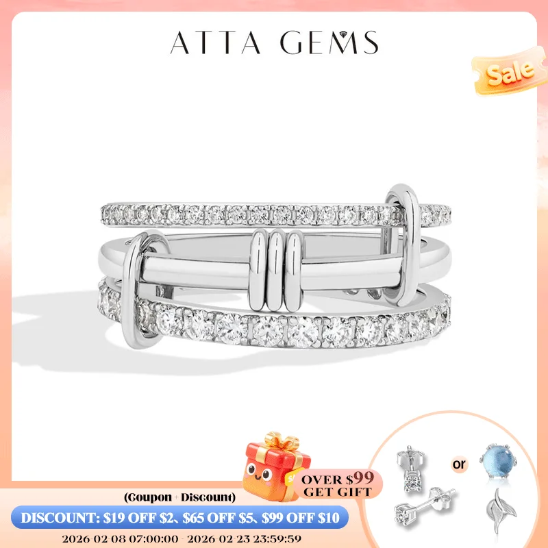 ATTAGEMS Three Layer Moissanite Ring 925 Sterling Silver Stacked Rings New Year's Fashion Party Gifts for Women Men Fine Jewelry
ATTAGEMS Three Layer Moissanite Ring 925 Sterling Silver Stacked Rings New Year's Fashion Party Gifts for Women Men Fine Jewelry