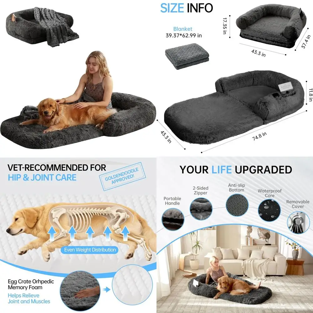 Large Orthopedic Memory Foam Dog Bed, Foldable & Washable Sofa for Adult Pets, Removable Waterproof Cover, 74.8x43.3x11.81
Large Orthopedic Memory Foam Dog Bed, Foldable & Washable Sofa for Adult Pets, Removable Waterproof Cover, 74.8x43.3x11.81