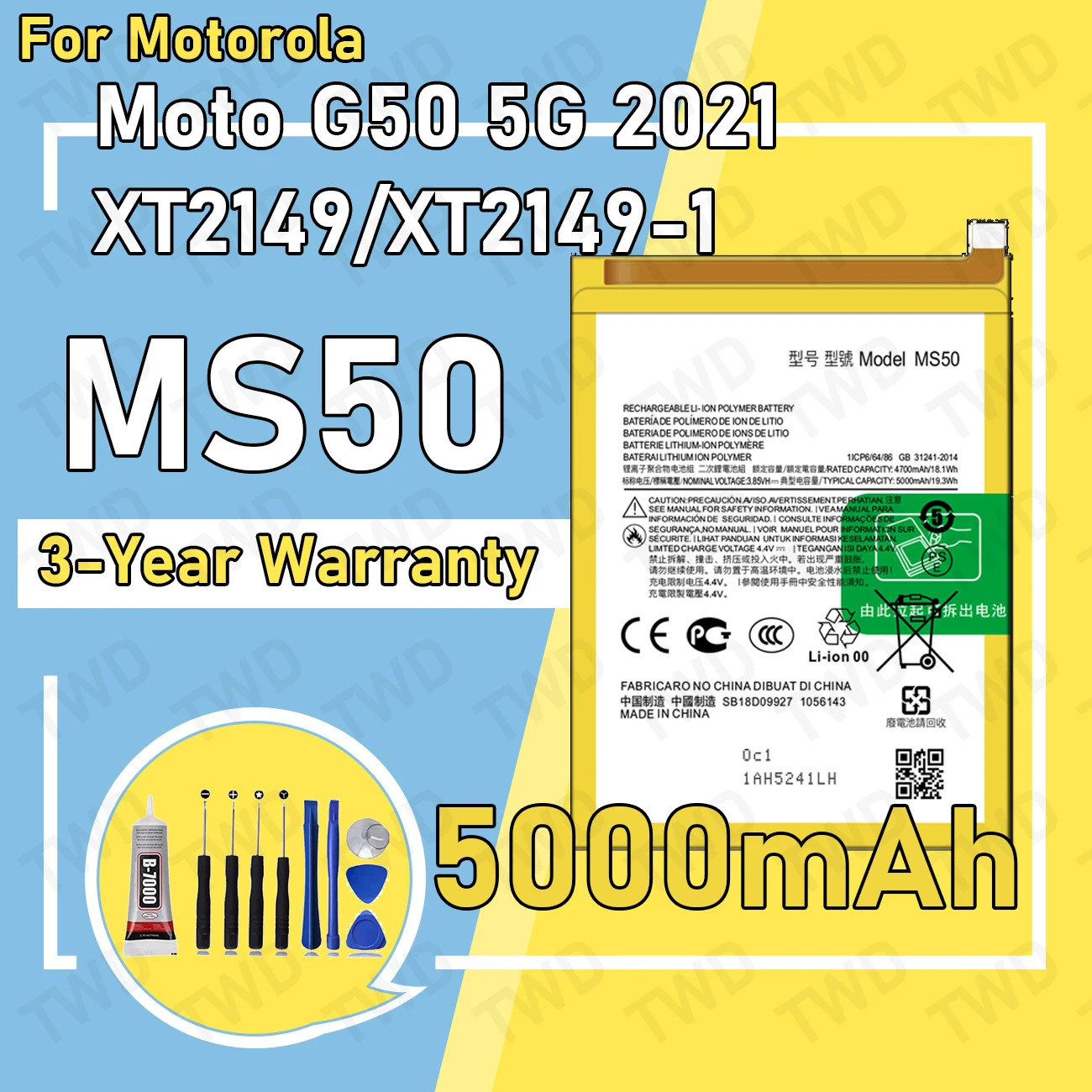 MS50 Large capacity Battery For Motorola Moto G50 5G 2021/XT2149/XT2149-1 batteries New High Quanlity+Free Tools
MS50 Large capacity Battery For Motorola Moto G50 5G 2021/XT2149/XT2149-1 batteries New High Quanlity+Free Tools