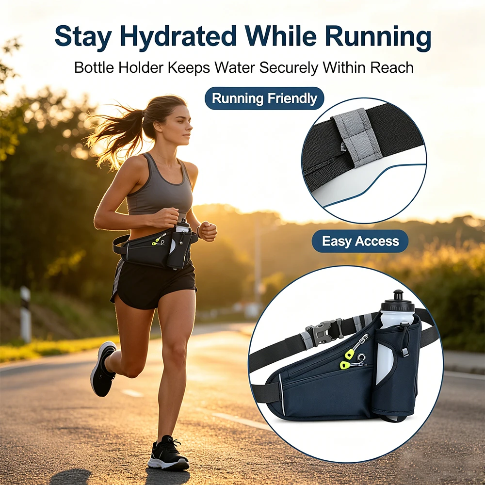 Outdoor Hiking Waist Bag with Water Bottle Holder, Waterproof Running Fanny Pack for Trekking Camping Climbing Travel Sports
Outdoor Hiking Waist Bag with Water Bottle Holder, Waterproof Running Fanny Pack for Trekking Camping Climbing Travel Sports