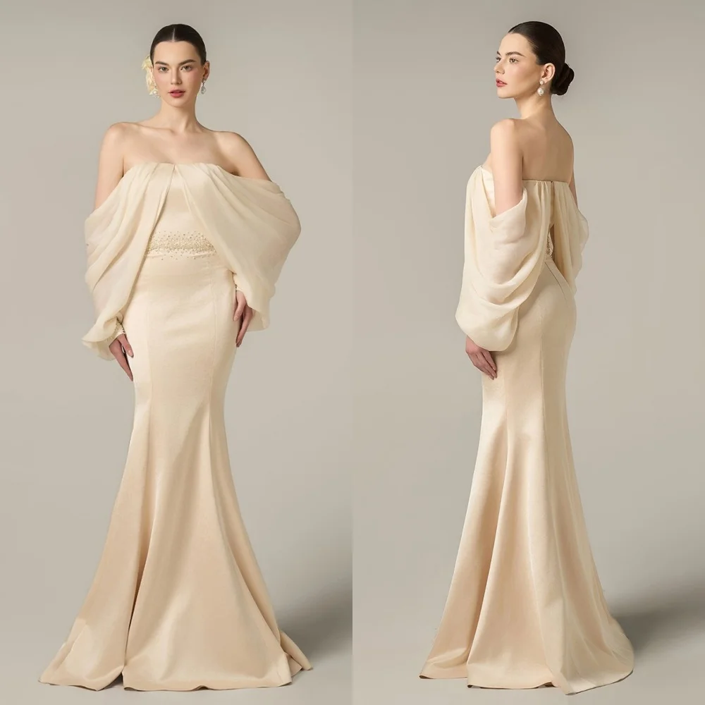 Customized Charmeuse Beading Pleat Mermaid Off-the-shoulder Long Dresses Bespoke Occasion Evening Elegant Formal
Customized Charmeuse Beading Pleat Mermaid Off-the-shoulder Long Dresses Bespoke Occasion Evening Elegant Formal