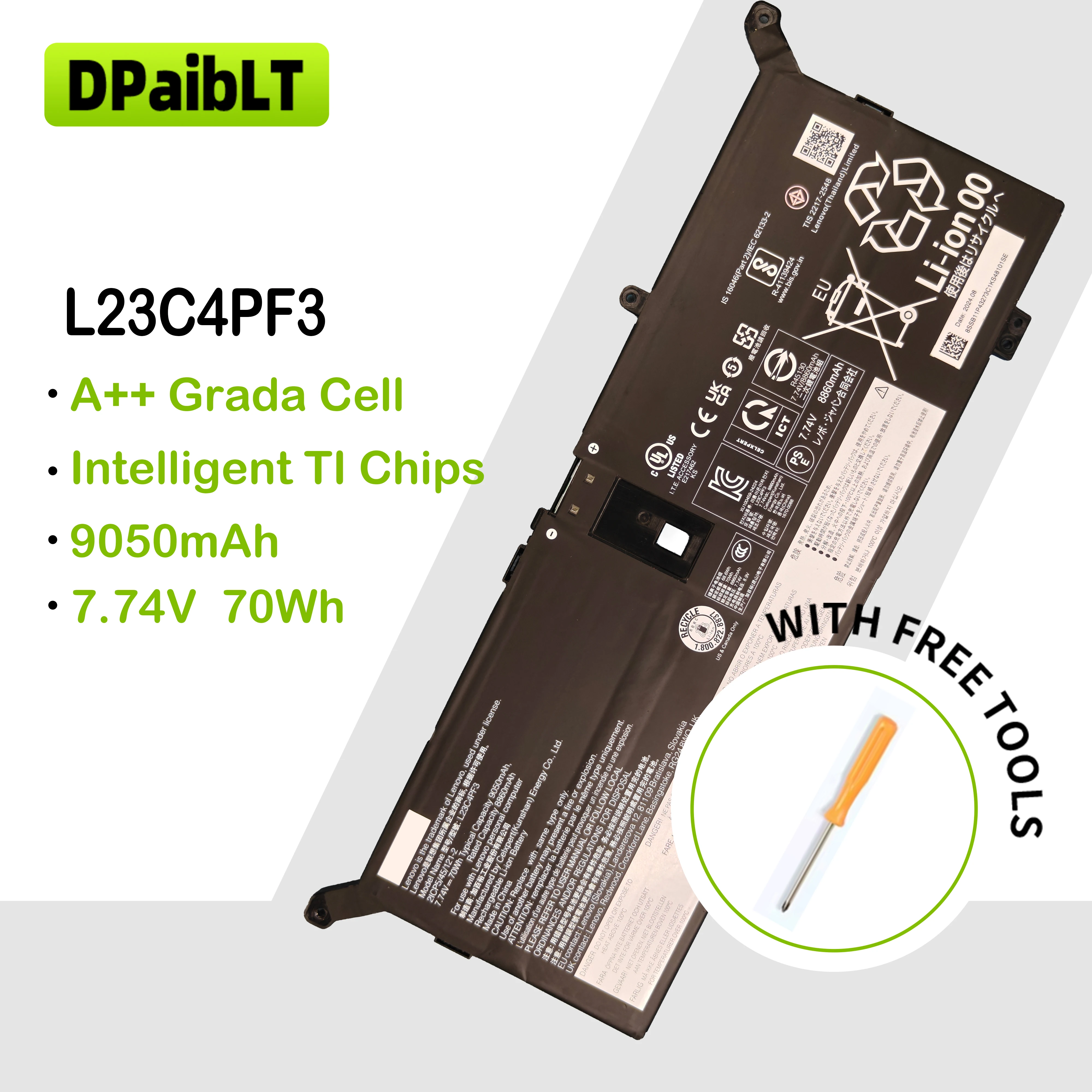 DPaibLT NEW 70Wh 7.74V 9050mAh L23C4PF3 L23M4PF3 L23D4PF3 L23L4PF3 L23B4PF3 LAPTOP BATTERY For Lenovo Yoga Slim 7 14ILL10 15ILL9
DPaibLT NEW 70Wh 7.74V 9050mAh L23C4PF3 L23M4PF3 L23D4PF3 L23L4PF3 L23B4PF3 LAPTOP BATTERY For Lenovo Yoga Slim 7 14ILL10 15ILL9