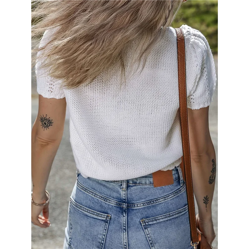 ABP-Women Summer Short Sleeve Sweaters Knit Tops Shirts Solid Hollow Out Blouses 2025
ABP-Women Summer Short Sleeve Sweaters Knit Tops Shirts Solid Hollow Out Blouses 2025