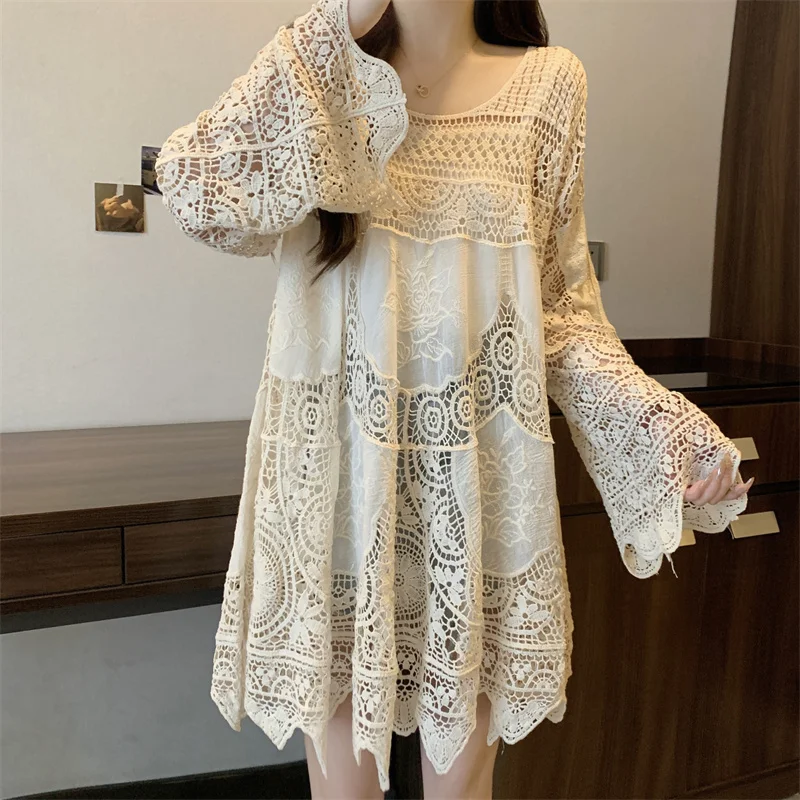 Beach Style Knitted Mini Dress Women Long Sleeve Crochet Hook Hollow Out Dress Sexy Elegant Vestidos
Beach Style Knitted Mini Dress Women Long Sleeve Crochet Hook Hollow Out Dress Sexy Elegant Vestidos