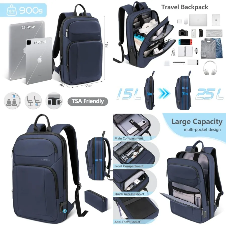 Backpack for Men Slim and Expandable Travel Laptop Backpack with USB Charging Port Water Resistant Anti-Theft Business Backpack
Backpack for Men Slim and Expandable Travel Laptop Backpack with USB Charging Port Water Resistant Anti-Theft Business Backpack