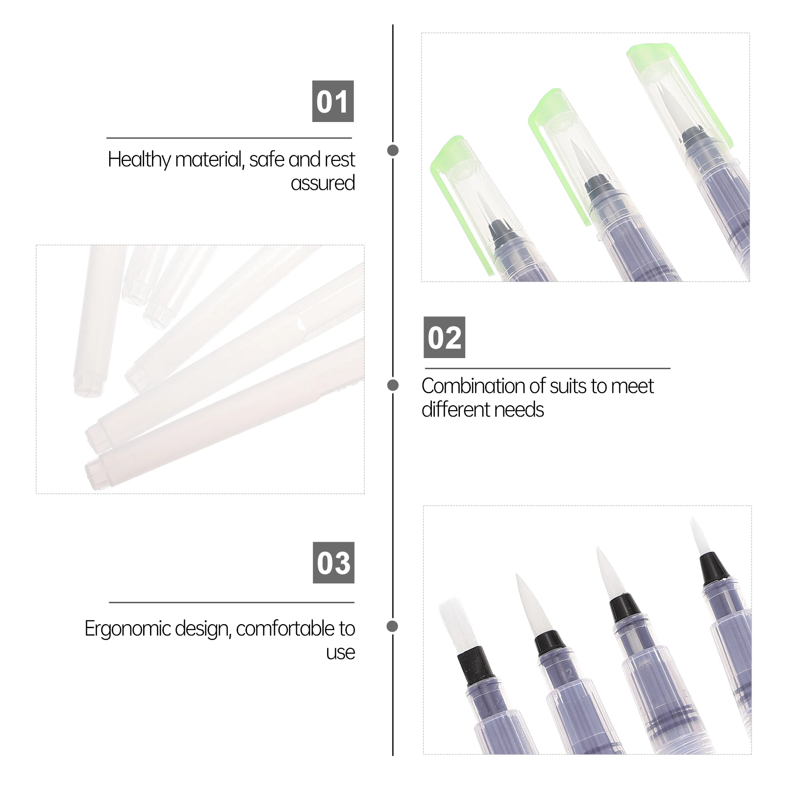 1Set 6 Water Brush Pens Safe Durable Ergonomic Handle Lightweight Portable Student Watercolor Painting Pens Art Supplies 
1Set 6 Water Brush Pens Safe Durable Ergonomic Handle Lightweight Portable Student Watercolor Painting Pens Art Supplies