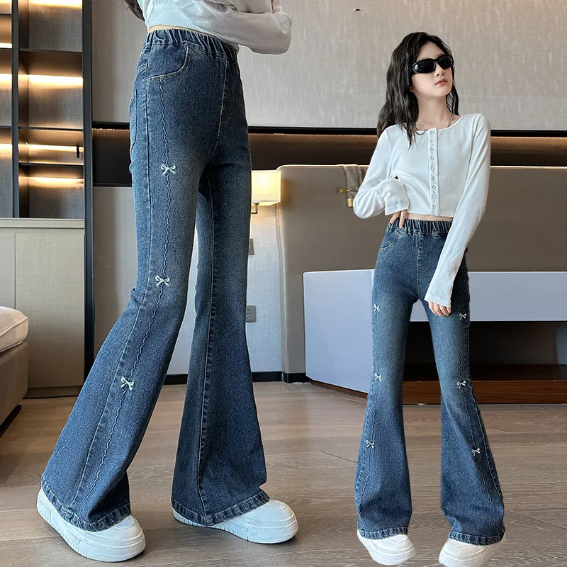 American High Street Spicy Girls Bootcut Jeans With Bow Embossed Kids Child Autumn Vintage y2k Design Slim Fit Flare Denim Pants
American High Street Spicy Girls Bootcut Jeans With Bow Embossed Kids Child Autumn Vintage y2k Design Slim Fit Flare Denim Pants