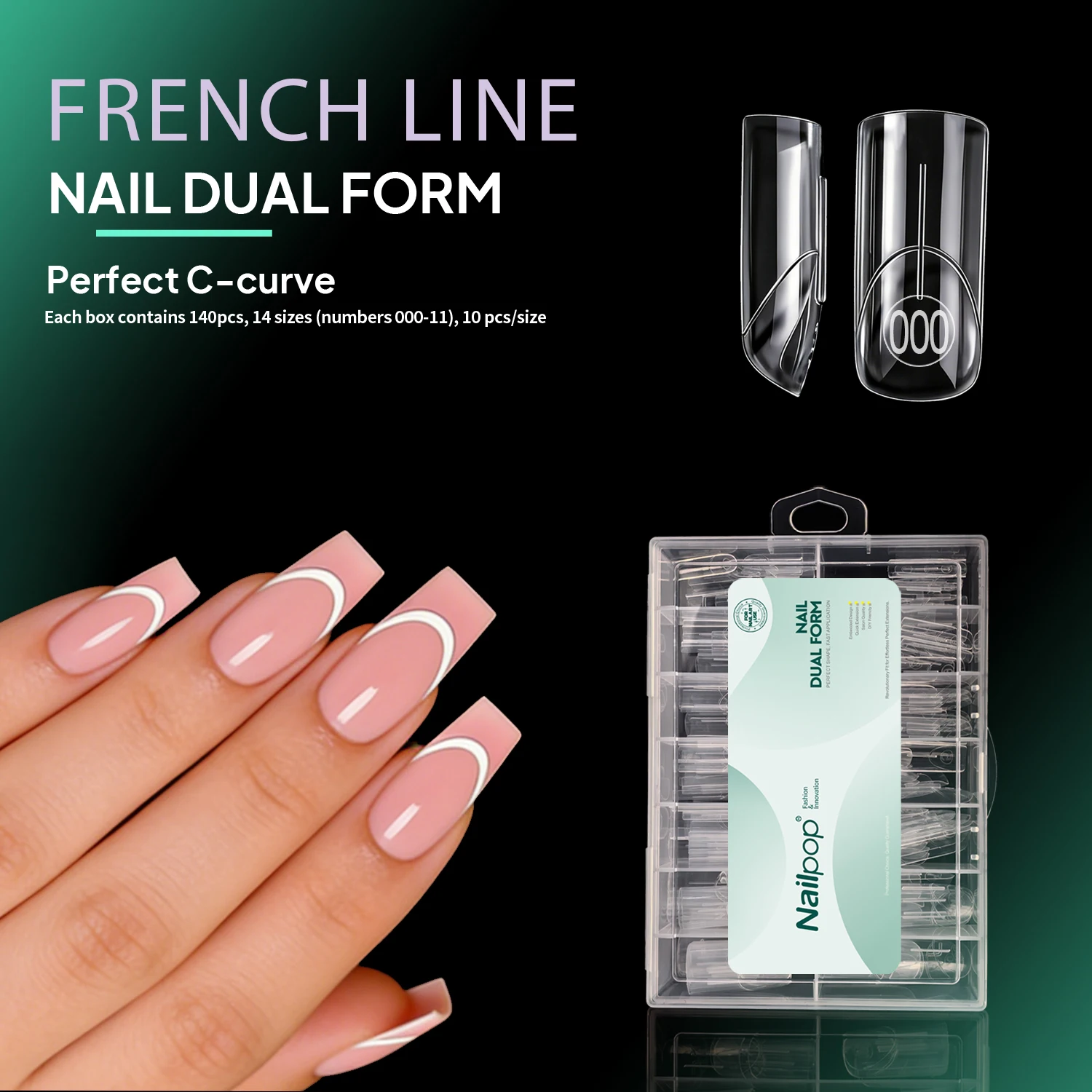 Nailpop 140Pcs French Dual Forms Clear Nail Extension Molds Reusable C Curve Coffin Square Shapes Professional Manicure Tools
Nailpop 140Pcs French Dual Forms Clear Nail Extension Molds Reusable C Curve Coffin Square Shapes Professional Manicure Tools