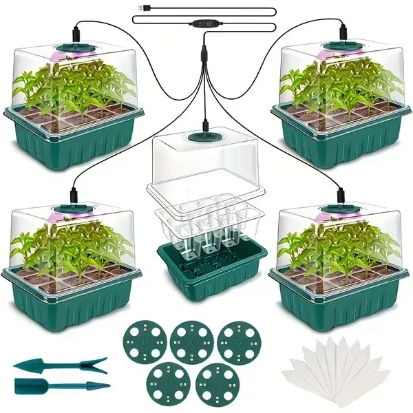 5-Pack Seed Starter Kit with LED Grow Lights – Indoor Propagation Trays with Adjustable Humidity Dome
5-Pack Seed Starter Kit with LED Grow Lights – Indoor Propagation Trays with Adjustable Humidity Dome