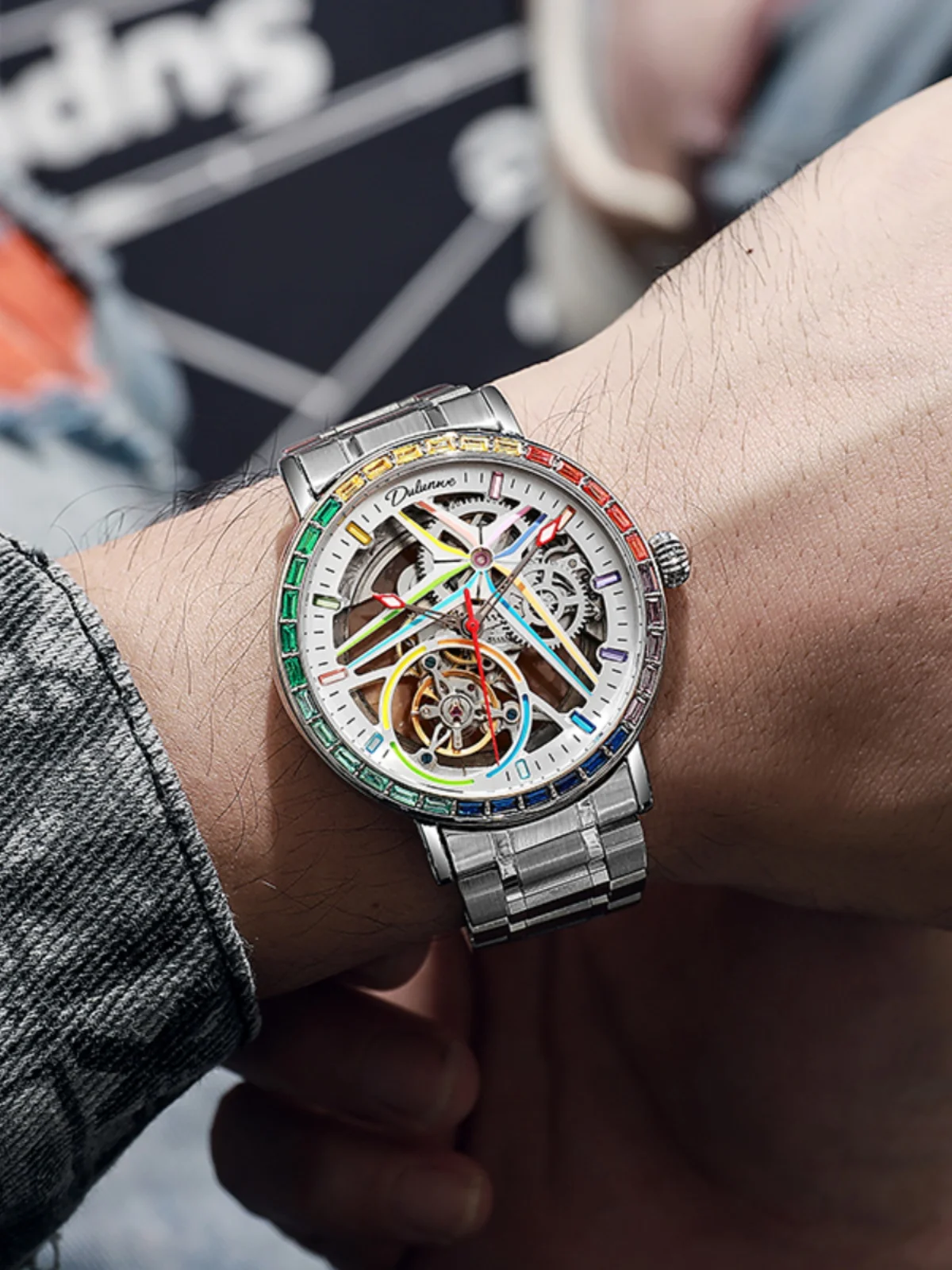 New 2025 Men's Automatic Mechanical Watch, Trendy and Stylish Rainbow Skeleton Men's Automatic Wristwatch, High-End Men's Watch
New 2025 Men's Automatic Mechanical Watch, Trendy and Stylish Rainbow Skeleton Men's Automatic Wristwatch, High-End Men's Watch