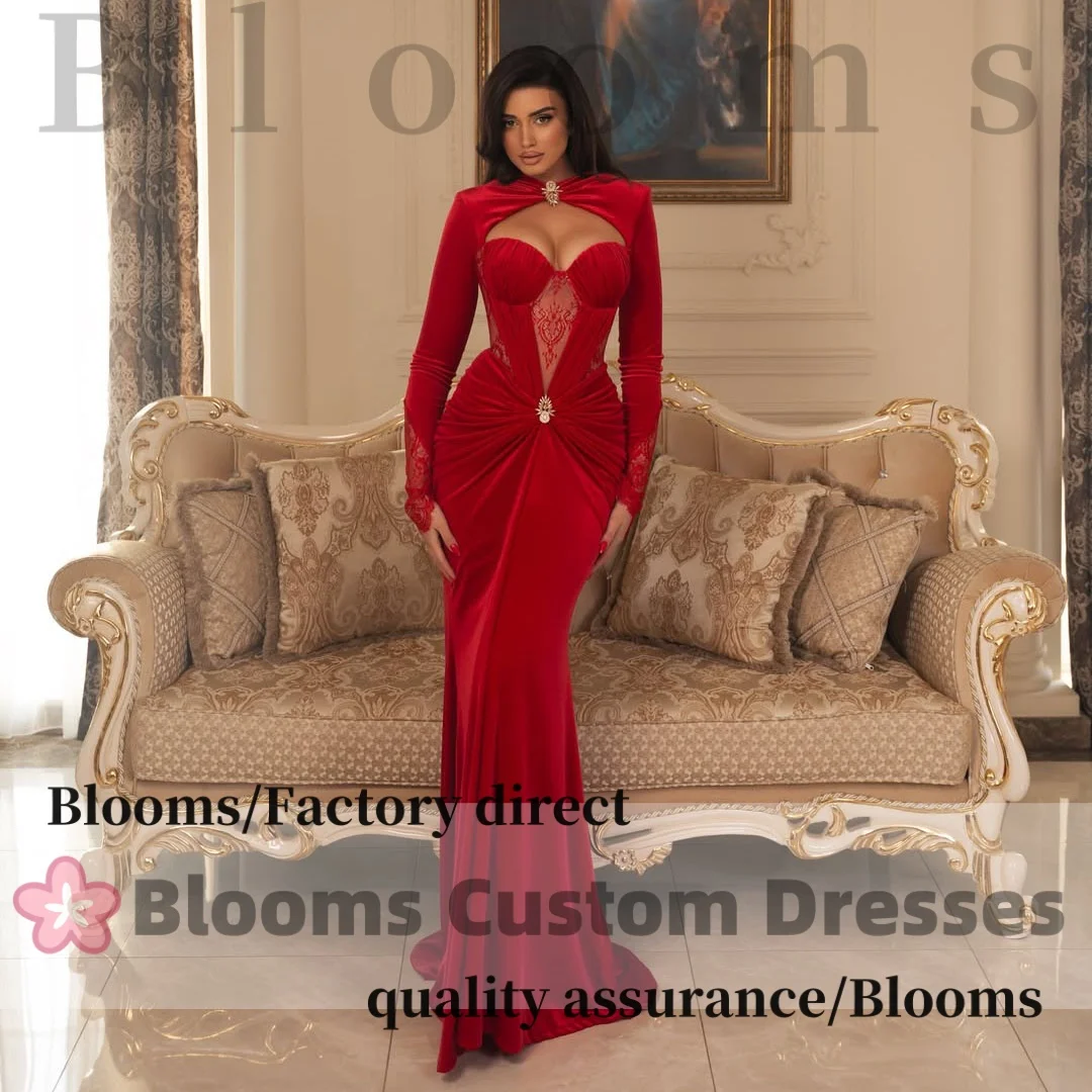 Customized Red Long Sleeves Velvet Lace Evening Dresses For Formal Occasion Sweetheart Neck Prom Dress Party Gown
Customized Red Long Sleeves Velvet Lace Evening Dresses For Formal Occasion Sweetheart Neck Prom Dress Party Gown