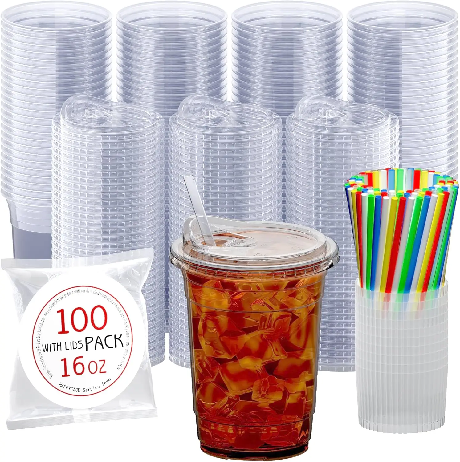 100 Pack, 16 oz Disposable Clear Plastic Cups with Sip Through Lids, Straws, Paper Splash Guards & Sleeves, Iced Coffee
100 Pack, 16 oz Disposable Clear Plastic Cups with Sip Through Lids, Straws, Paper Splash Guards & Sleeves, Iced Coffee