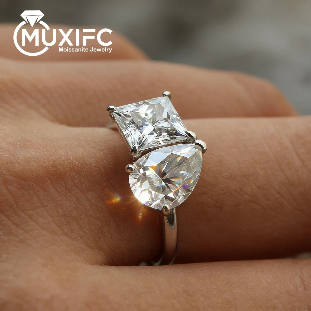 4.5cttw Princess & Pear Cut Moissanite Engagement Ring for Women GRA Certified 925 Sterling Silver 2-Stone Wedding Band Jewelry
4.5cttw Princess & Pear Cut Moissanite Engagement Ring for Women GRA Certified 925 Sterling Silver 2-Stone Wedding Band Jewelry
