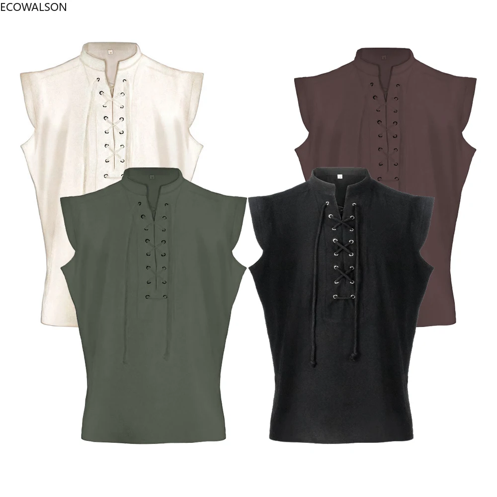 Men's Medieval Pirate Shirts Lace Up Sleeveless Renaissance Steampunk Shirt Men Gothic Victorian Halloween Cosplay Outfit
Men's Medieval Pirate Shirts Lace Up Sleeveless Renaissance Steampunk Shirt Men Gothic Victorian Halloween Cosplay Outfit