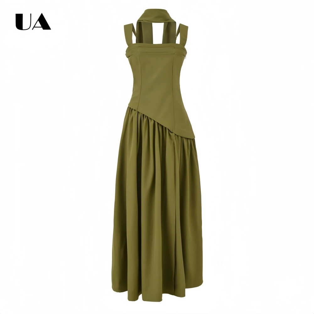 Fashionable A-line Sleeveless Lace-up Midi Dress, Vintage Draped Square Neck Long Dresses for Women, Commuter Style Zipped Dress
Fashionable A-line Sleeveless Lace-up Midi Dress, Vintage Draped Square Neck Long Dresses for Women, Commuter Style Zipped Dress