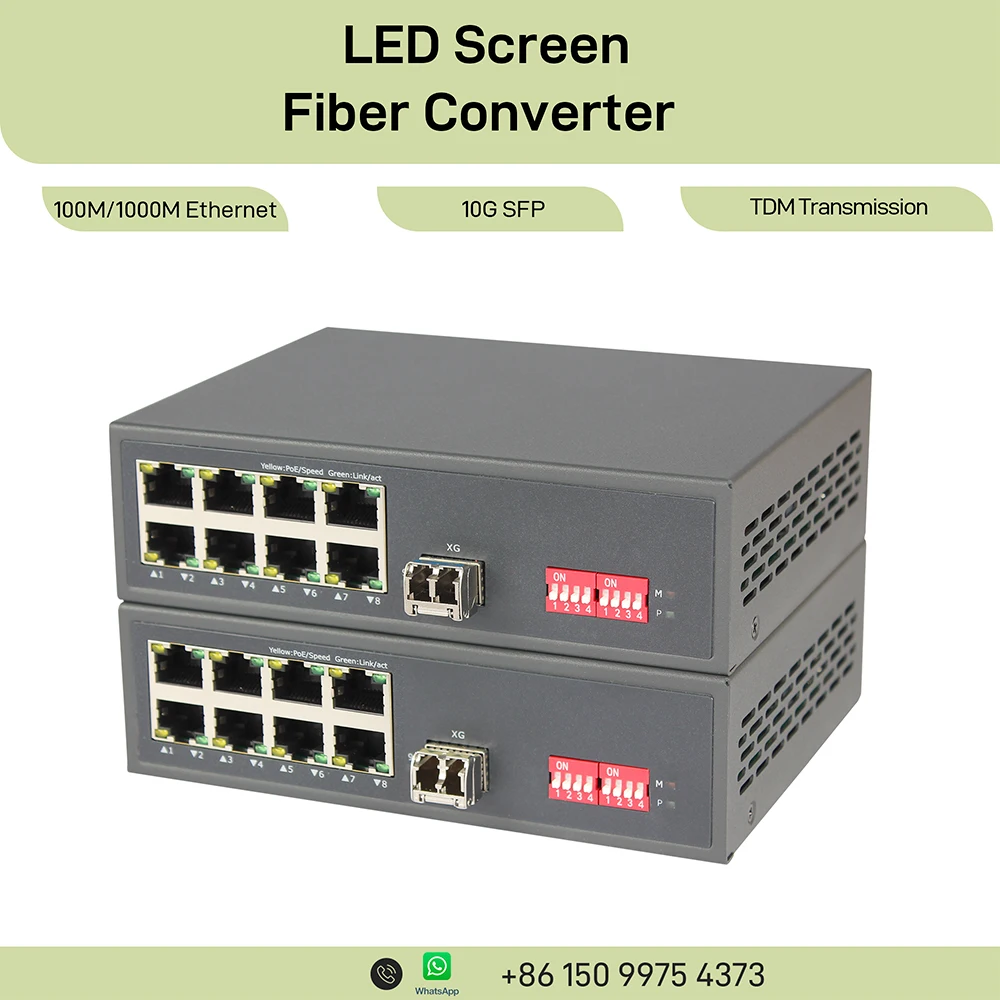 8-Port Gigabit Ethernet Fiber Media Converter 10G SFP+ 8×1000M RJ45 LC 20km TDM Isolated Network Converter
8-Port Gigabit Ethernet Fiber Media Converter 10G SFP+ 8×1000M RJ45 LC 20km TDM Isolated Network Converter