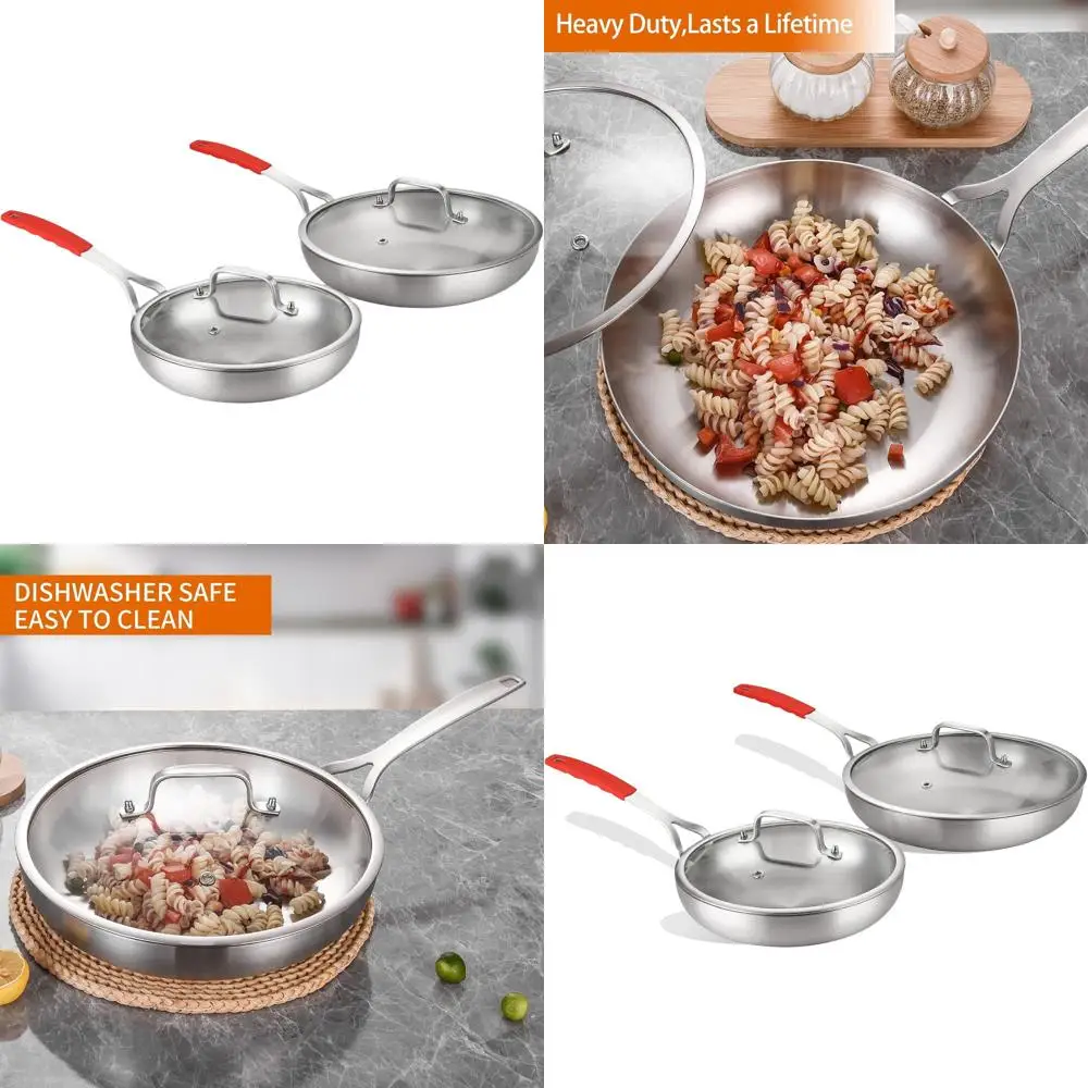 8 and 12 Stainless Steel Frying Pan Set with Lid, Large Skillets, Induction Compatible, Dishwasher and Oven Safe Cookware
8 and 12 Stainless Steel Frying Pan Set with Lid, Large Skillets, Induction Compatible, Dishwasher and Oven Safe Cookware