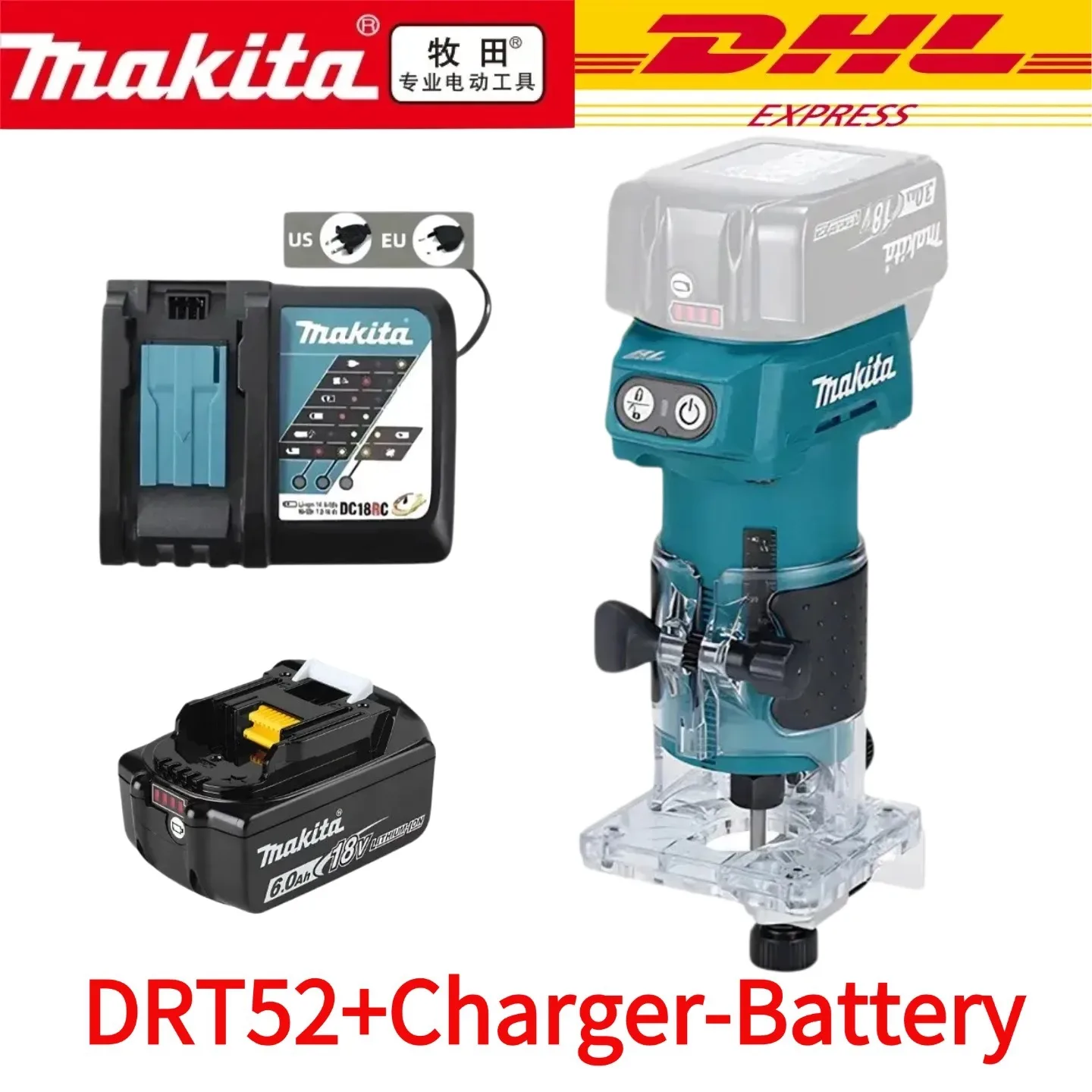 New Makita DRT52 Cordless Compact Router 18V LXT Precision Multi-Tasking Woodworking Trimmer Edge & Slotting Tool
New Makita DRT52 Cordless Compact Router 18V LXT Precision Multi-Tasking Woodworking Trimmer Edge & Slotting Tool