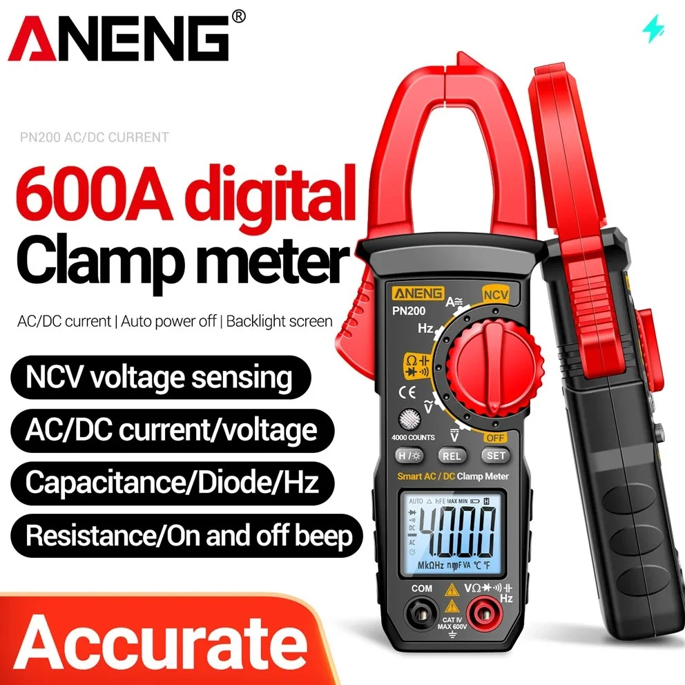 ANENG PN200 Multimeter Digital Clamp Meter Electrician Tester DC/AC 600A Current Voltage Capacitance 4000 Counts Detector Tools
ANENG PN200 Multimeter Digital Clamp Meter Electrician Tester DC/AC 600A Current Voltage Capacitance 4000 Counts Detector Tools