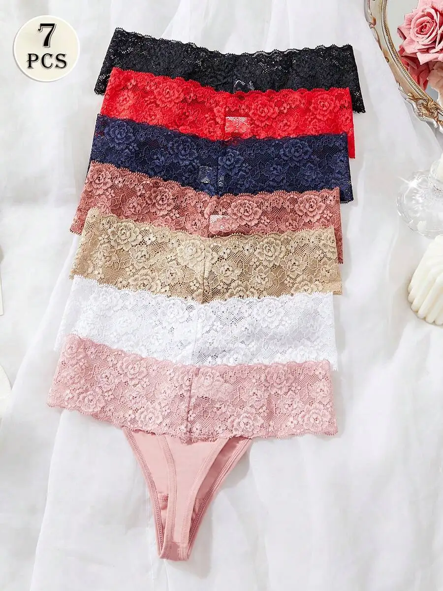 7pcs Women Lace Floral Thong Panties Set
7pcs Women Lace Floral Thong Panties Set