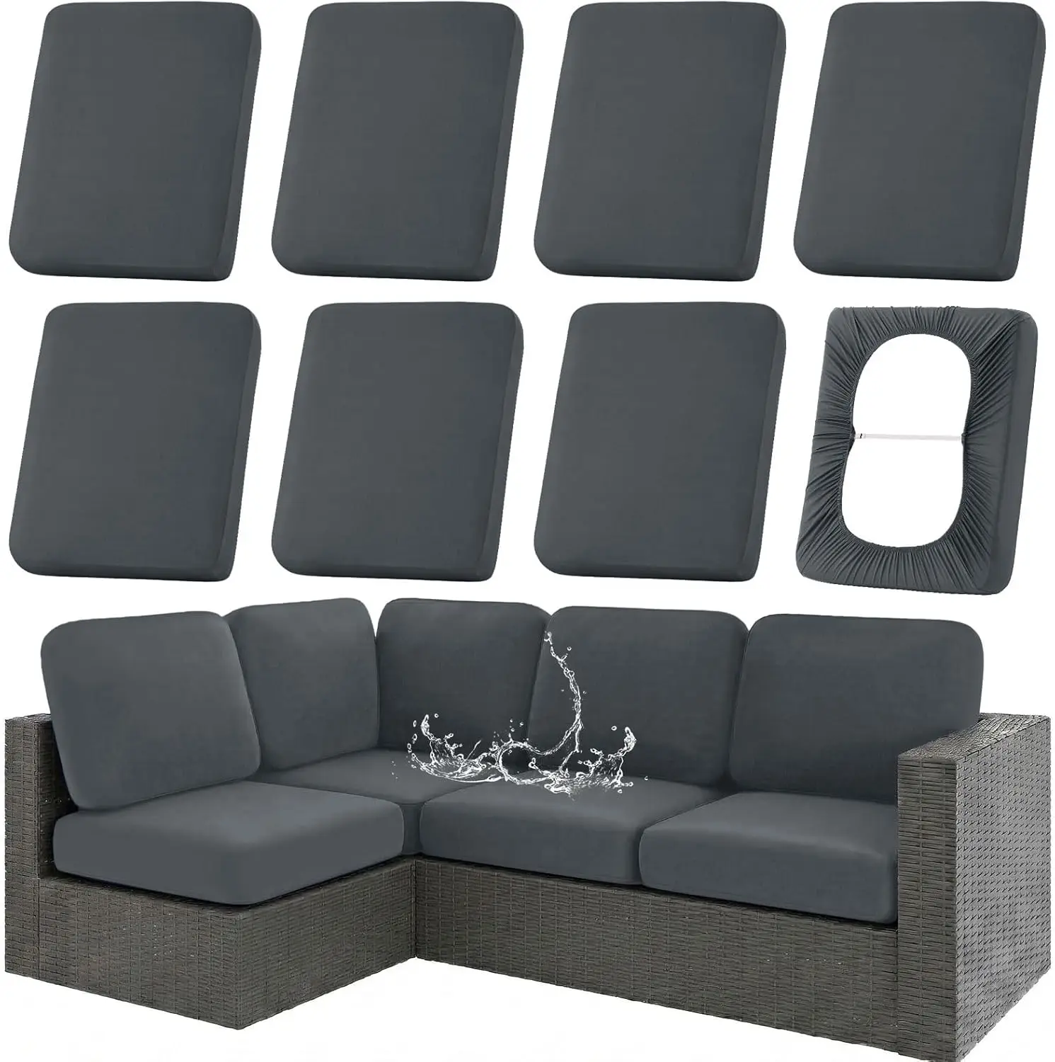 Waterproof Outdoor Cushion Covers for Patio Furniture, Stretch Chair Slipcovers, UV Resistant Replacement Seat Covers, Dark Grey
Waterproof Outdoor Cushion Covers for Patio Furniture, Stretch Chair Slipcovers, UV Resistant Replacement Seat Covers, Dark Grey