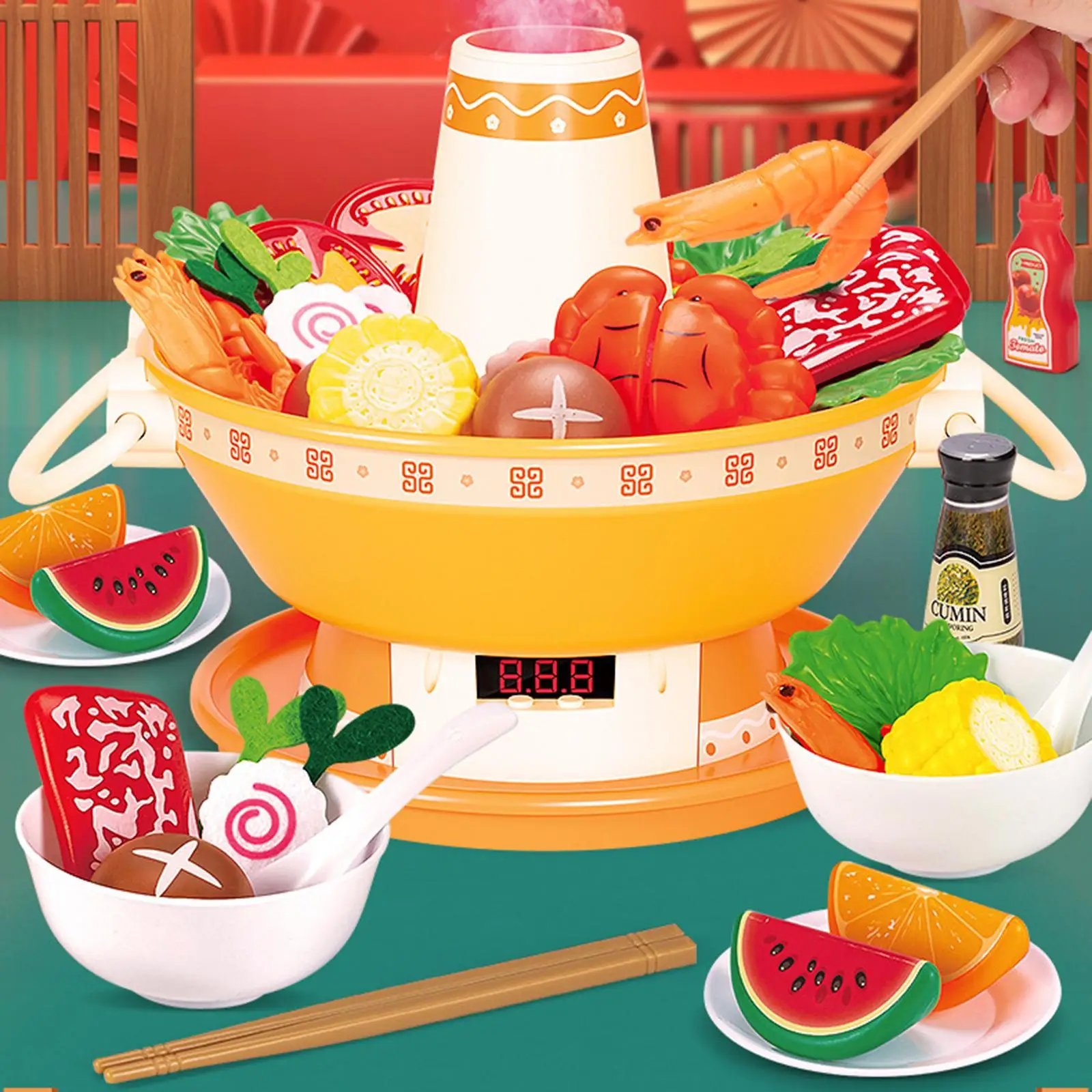 Simulation Kitchen Playset Toy Learning Cooking Skills Hot Pot Pretend Play Set with Music Playset for Birthday Gifts
Simulation Kitchen Playset Toy Learning Cooking Skills Hot Pot Pretend Play Set with Music Playset for Birthday Gifts