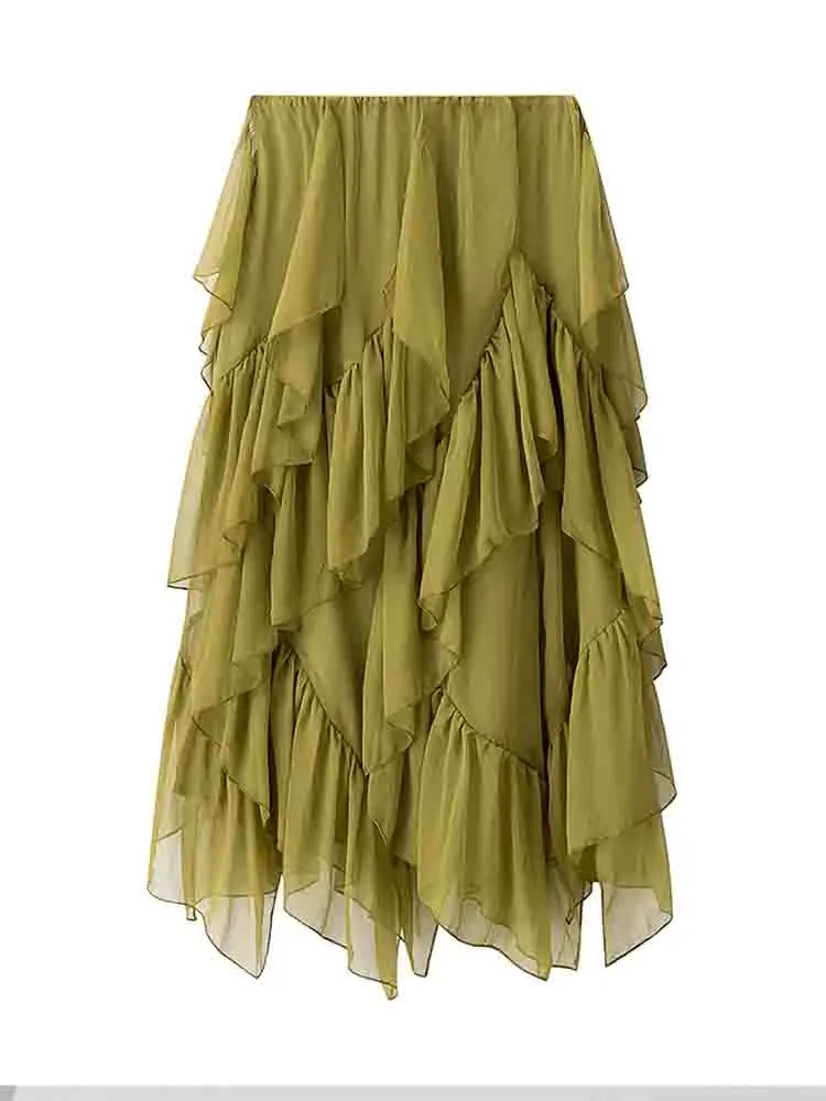 European style new women's clothing fashionable and versatile temperament simple solid color loose slim ruffled waist skirt
European style new women's clothing fashionable and versatile temperament simple solid color loose slim ruffled waist skirt