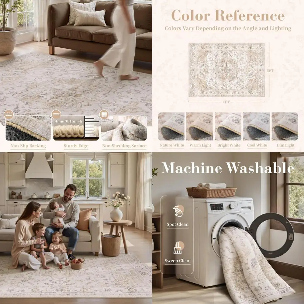 5x7 ковриков для гостиной в винтажном стиле — мягкие бежевые ковры для спальни — моющиеся нескользящие коврики для столовой, гостиной и отдыха
5x7 ковриков для гостиной в винтажном стиле — мягкие бежевые ковры для спальни — моющиеся нескользящие коврики для столовой, гостиной и отдыха