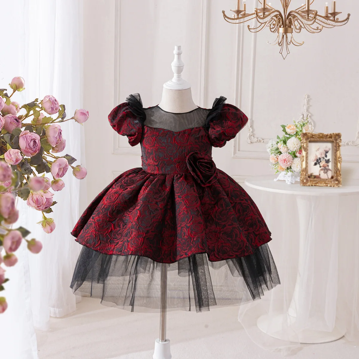 Elegant Red Rose Party Dresses For Girls Fashion Lace Princess Dress For Birthday Halloween Perform Costume Children Dresses
Elegant Red Rose Party Dresses For Girls Fashion Lace Princess Dress For Birthday Halloween Perform Costume Children Dresses