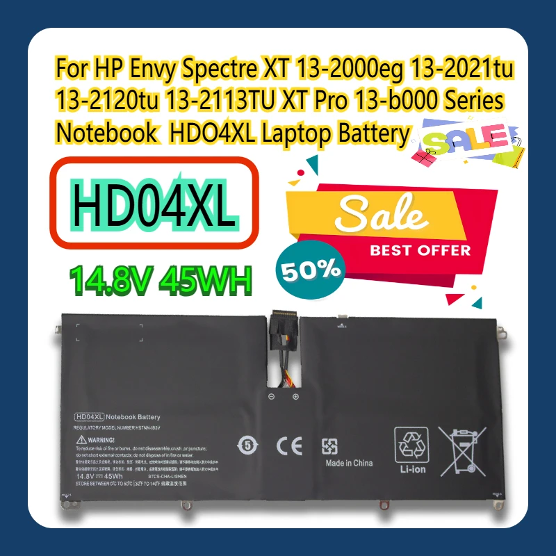 Аккумулятор для ноутбука HP Envy Spectre XT 13-2000eg 13-2021tu 13-2120tu 13-2113TU XT Pro 13-b000 серии HD04XL HDO4XL
Аккумулятор для ноутбука HP Envy Spectre XT 13-2000eg 13-2021tu 13-2120tu 13-2113TU XT Pro 13-b000 серии HD04XL HDO4XL