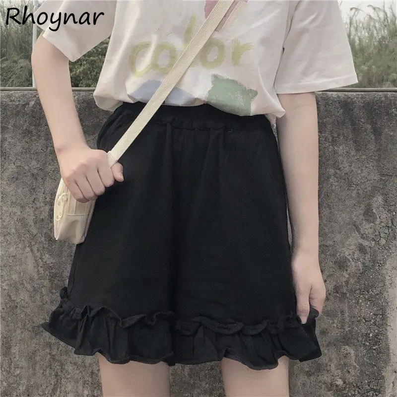 Solid Shorts Women Korean Fashion Design Elastic Waist Ruffles All-match Casual Daily Popular Baggy Summer Sweet Students Cozy
Solid Shorts Women Korean Fashion Design Elastic Waist Ruffles All-match Casual Daily Popular Baggy Summer Sweet Students Cozy