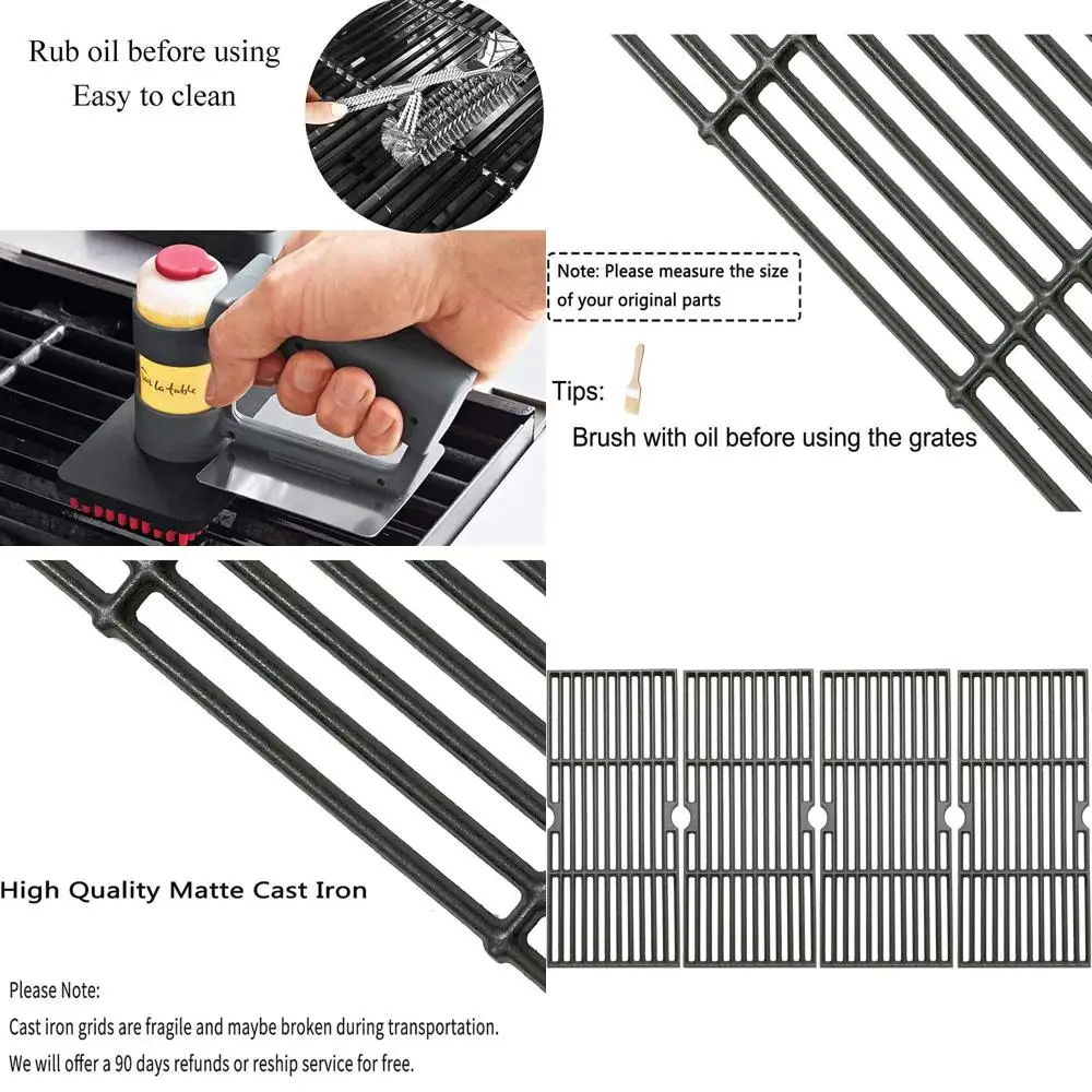 4-Pack 16.875 Cast Iron Gas Grill Grates for Replacement Use
4-Pack 16.875 Cast Iron Gas Grill Grates for Replacement Use