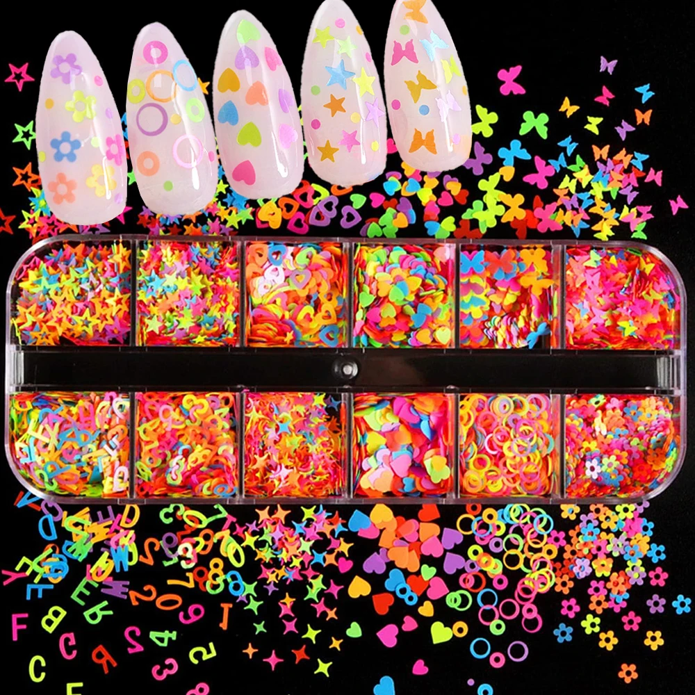 12Girds Holographic Nail Glitter Flakes Fluorescent Nail Art Sequins Mixed Star Butterfly Love Circle Flowers Nail Paillettes#^*
12Girds Holographic Nail Glitter Flakes Fluorescent Nail Art Sequins Mixed Star Butterfly Love Circle Flowers Nail Paillettes#^*