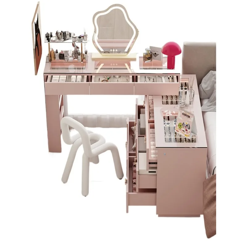 Semi enclosed bedside table dresser retractable corner cabinet mirrored makeup chest of drawers in one
Semi enclosed bedside table dresser retractable corner cabinet mirrored makeup chest of drawers in one