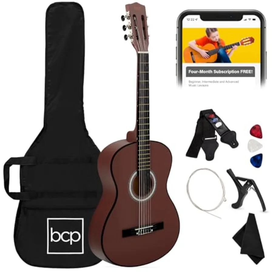 38in Beginner All Wood Acoustic Guitar Starter Kit w/Gig Bag 6 Picks Nylon Strings Strap w/Pick Holder Dark Brown
38in Beginner All Wood Acoustic Guitar Starter Kit w/Gig Bag 6 Picks Nylon Strings Strap w/Pick Holder Dark Brown