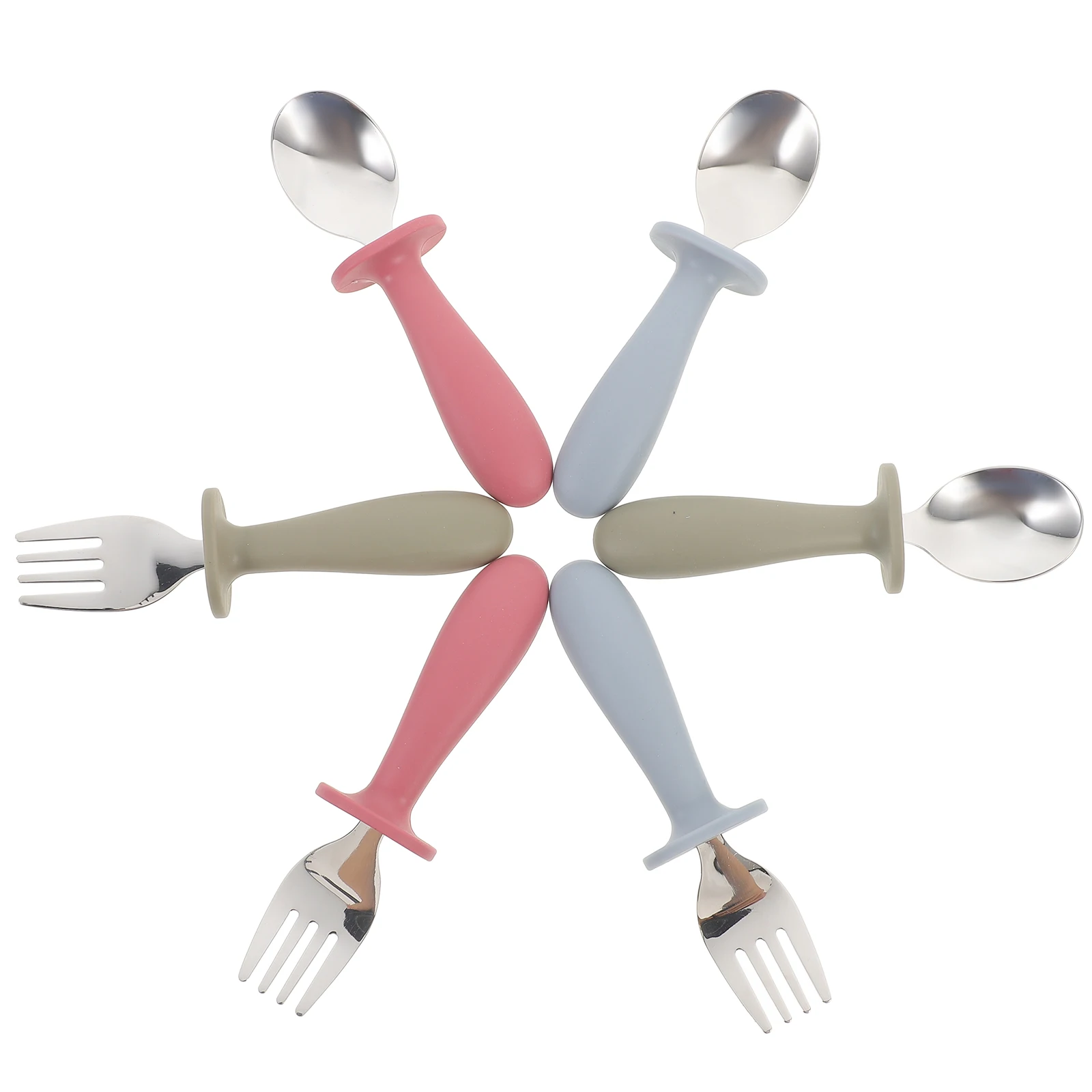 6pcs Stainless Steel Spoon Fork Set Toddler Kids 12-18 Months Silica Gel Handles Feeding Utensils Baby Tableware
6pcs Stainless Steel Spoon Fork Set Toddler Kids 12-18 Months Silica Gel Handles Feeding Utensils Baby Tableware