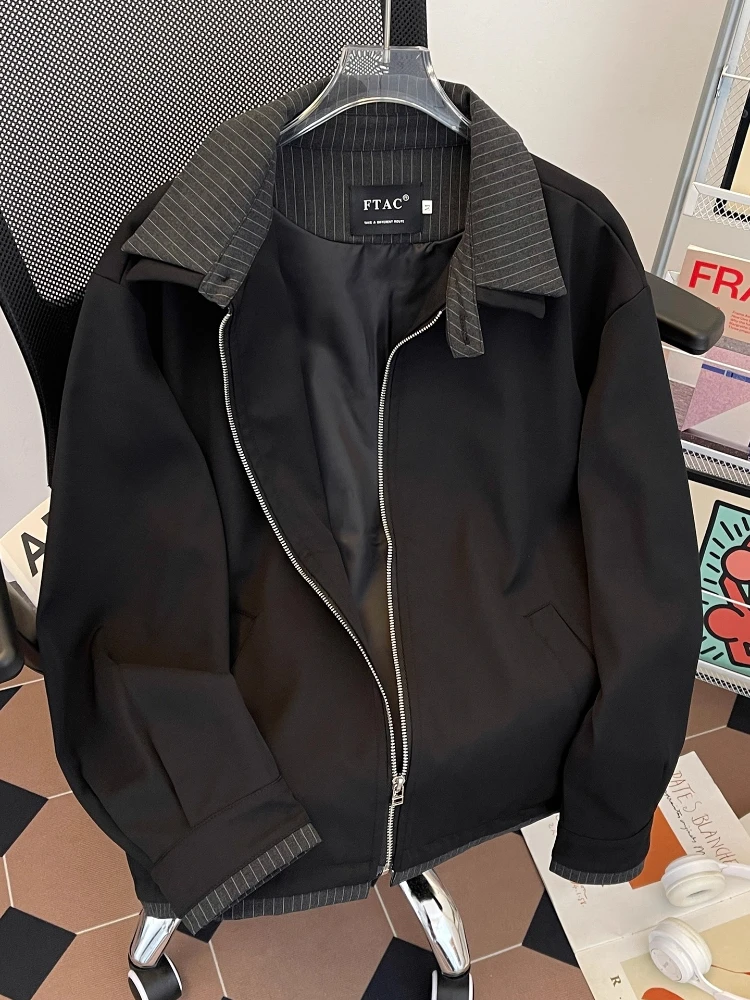 Men's Spring Fall Layered Paneling Jacket Black Pinstripe Collar Moto Jacket American Vintage Windproof Coat Casual Streetwear
Men's Spring Fall Layered Paneling Jacket Black Pinstripe Collar Moto Jacket American Vintage Windproof Coat Casual Streetwear
