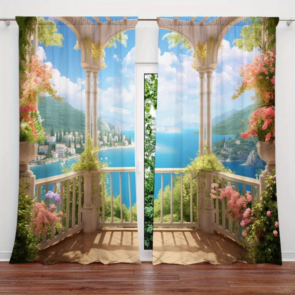 2pcs Balcony Landscape Style Printed Curtain For Home Decor Rod Pocket Window Treatment For Bedroom Office Kitchen Living Room
2pcs Balcony Landscape Style Printed Curtain For Home Decor Rod Pocket Window Treatment For Bedroom Office Kitchen Living Room