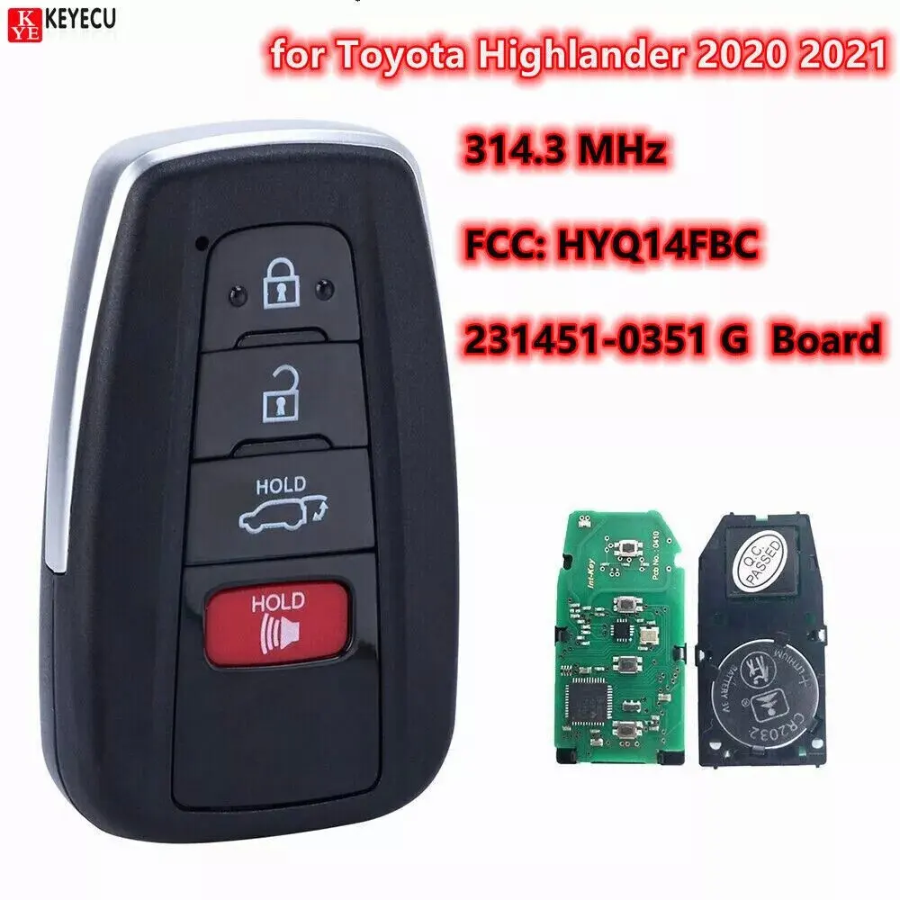 231451-0351 Keyless Smart Key for Toyota Highlander 2020 2021 2022 Proximity Remote Fob 231451-0351 G Board 8990H-0E030 HYQ14FBC
231451-0351 Keyless Smart Key for Toyota Highlander 2020 2021 2022 Proximity Remote Fob 231451-0351 G Board 8990H-0E030 HYQ14FBC