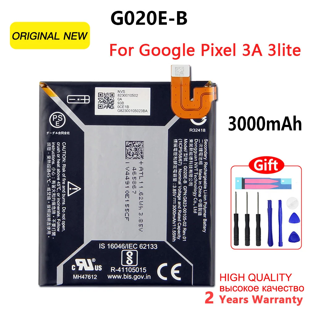 Original new G020E-B 3000mAh Replacement Battery For Google Pixel 3A Pixel 3lite Pixel 3 Lite Mobile Phone Batteries+Tools
Original new G020E-B 3000mAh Replacement Battery For Google Pixel 3A Pixel 3lite Pixel 3 Lite Mobile Phone Batteries+Tools